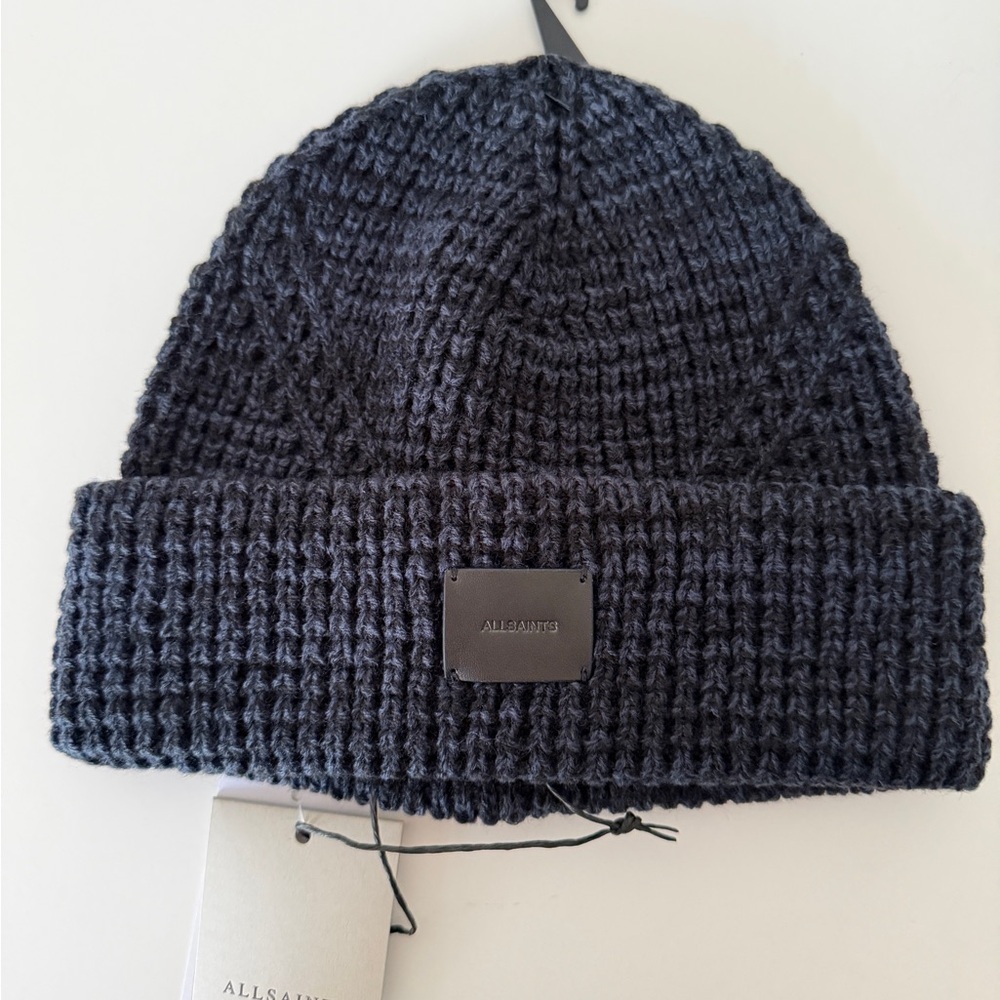 All Saints Dark Blue Knit Beanie - Picture 4 of 4